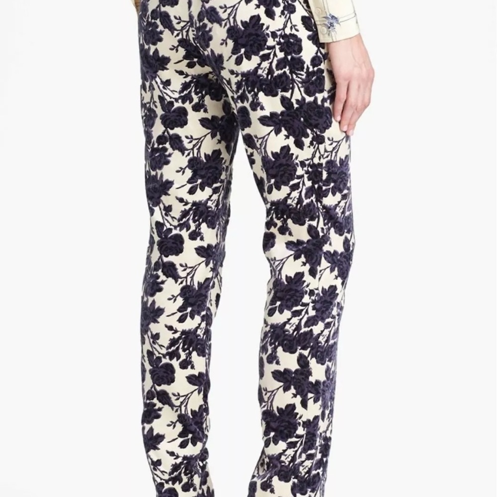 Tory Burch Dayton Purple Combo Floral Flocked Pants‎ Size 4